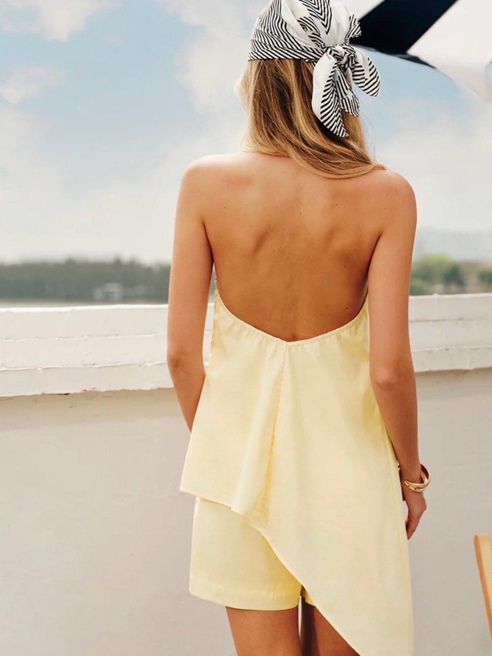 Commense Pale Yellow Asymmetrical Sleeveless 2 piece set - Picture 4 of 5